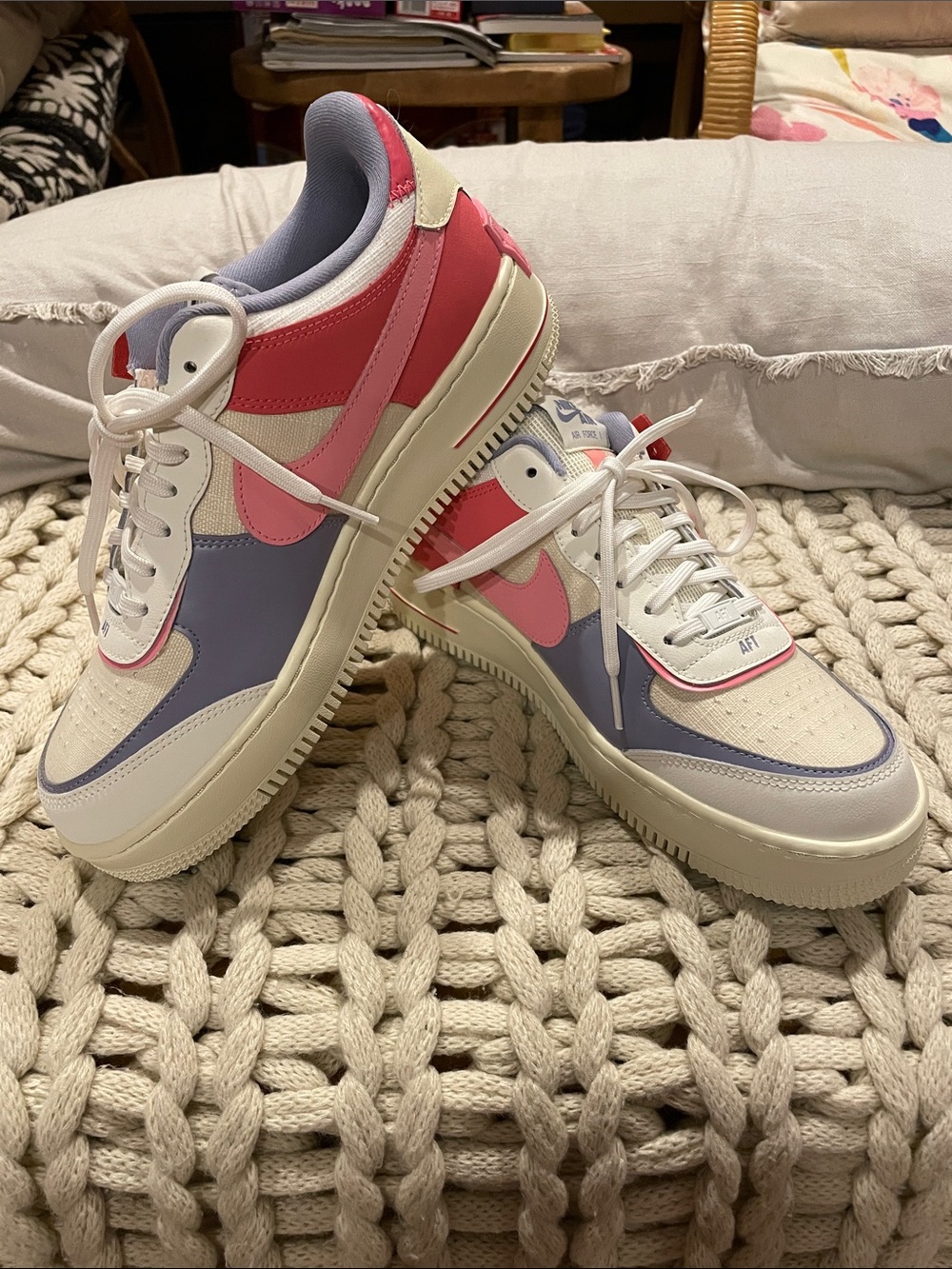 Nike Women's Air Force 1 Shadow Sneakers in pink, cream, lavender size 10 NIB - Picture 1 of 8